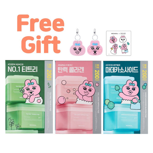 MEDIHEAL Toner Pad Double Refill (Madecassoside/Collagen/Tea Tree) Free Gift Opanchu usagi Hand mirror and stickers