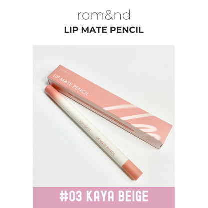 [rom&nd] Romand Lip Mate Pencil - 6 Colors Waterproof Lip Liner for Long-Lasting Lip Makeup