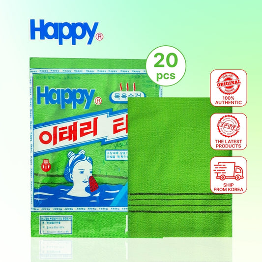 Korean Italy Exfoliating Bath Washcloth Body Scrub Shower Soft Skin Towel 20pcs (Green) / Made in Korea