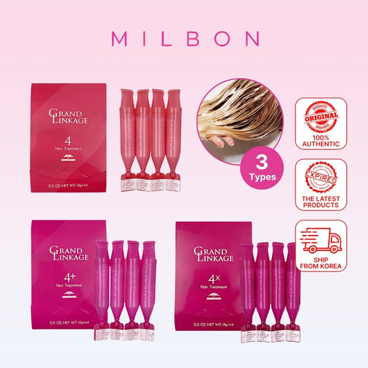 [MILBON] Grand Linkage Hair Treatment (3 Types), 9g x 4pcs, for dry/normal/thick-curly/fine hair