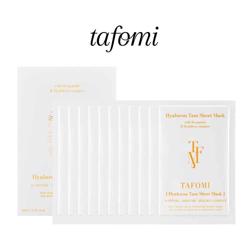 TAFOMI Hyaluron TAM Sheet Mask for Hydration 30ml (10 Sheets) - Skincare Face Mask for Anti-Aging