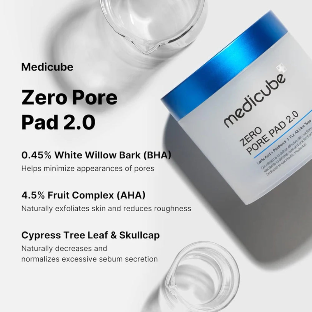 MEDICUBE Zero Pore Pad 2.0 Double Editions [Exclusive] - Pore Minimizing Skincare Set - 70 Pads + Refill