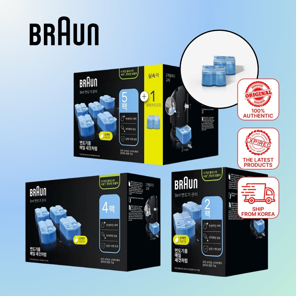 BRAUN Clean and Renew Shaver Refill Cleaner 2EA 4EA 6EA Lemon Flavour For All Braun Models