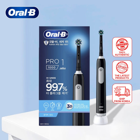 Oral-B PRO 1000 Black Electric Toothbrush Set - Rechargeable Rotating Toothbrush for Oral Hygiene and Dental Care