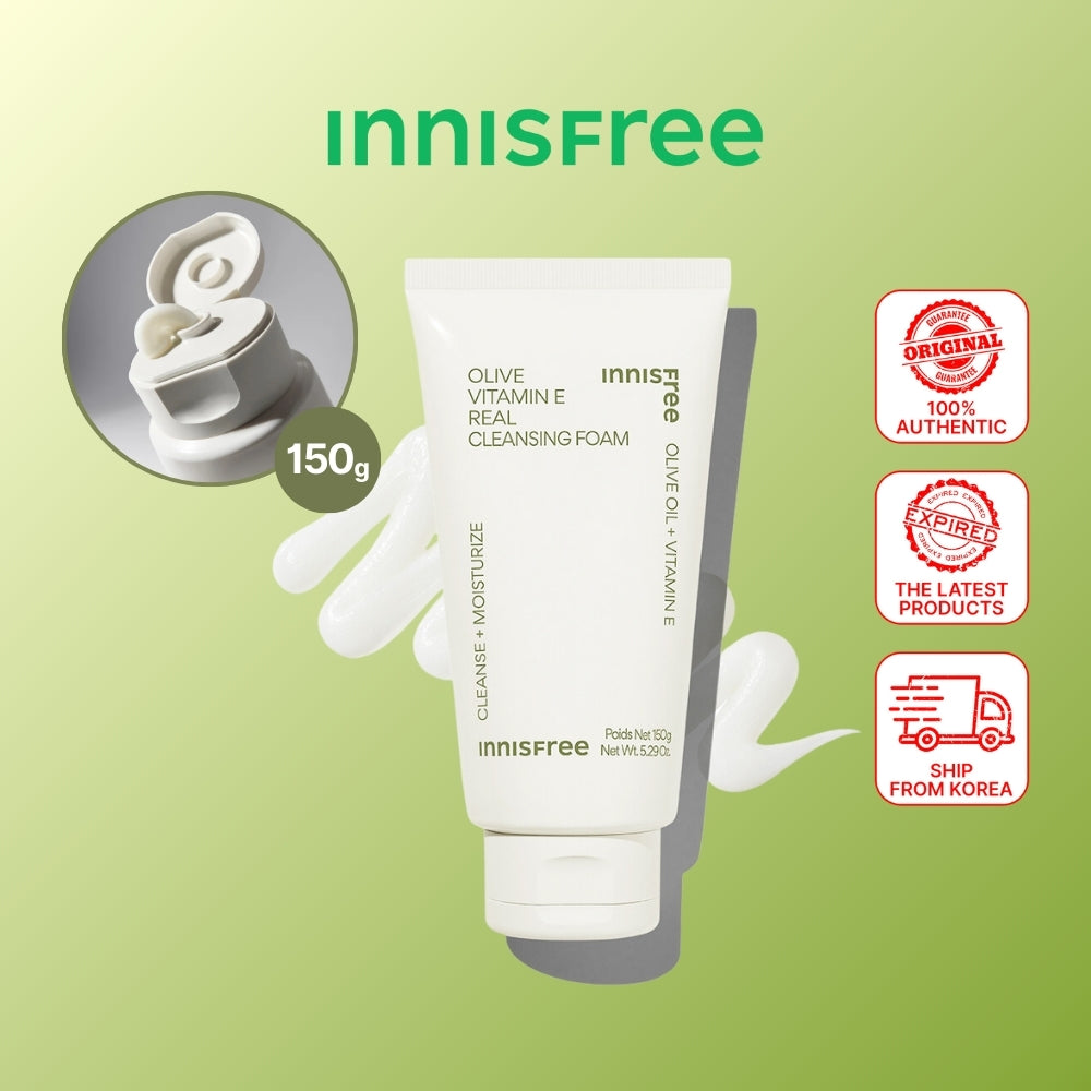 Innisfree Olive Vitamin E Real Cleansing Foam 150g | Gentle Skincare Cleanser