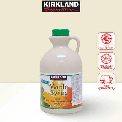 Kirkland Organic Maple Syrup Sweetener Sugar Alternative - 100% Pure Grade A Amber Color, Rich Taste