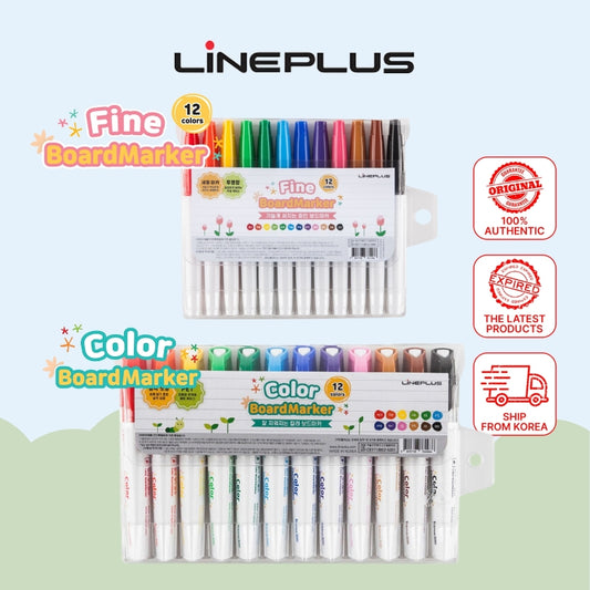 Whiteboard Markers Set - 12 Vibrant Colors, Board & Fine Tip, Low Odor, Easy Erase - Ideal for Home, Office & School Use