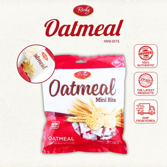 Richy Oatmeal Mini Bite 250g: Diet Snack, Oatmeal Cookies, Cereal Candy 100pcs