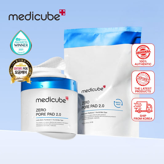 MEDICUBE Zero Pore Pad 2.0 Double Editions [Exclusive] - Pore Minimizing Skincare Set - 70 Pads + Refill