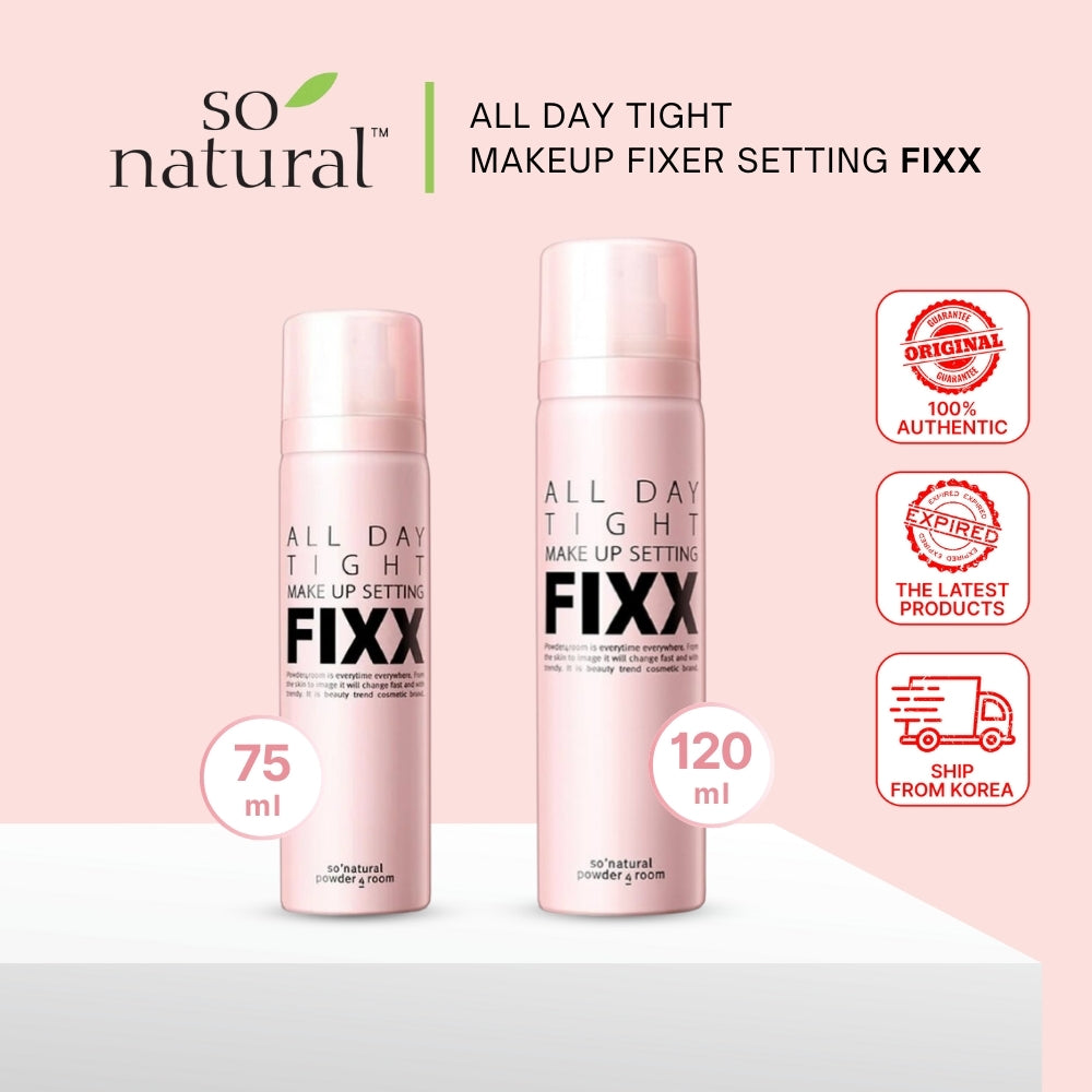 So Natural ALL DAY TIGHT MAKEUP Fixer SETTING FIXX 75ml + Coating Gel Fixer 15ml OR 120ml + 120ml