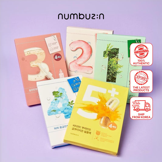 numbuzin Sheet Mask Set No.1-5, 5ea & 10ea | Korean Beauty Skincare for Hydration and Moisturizing