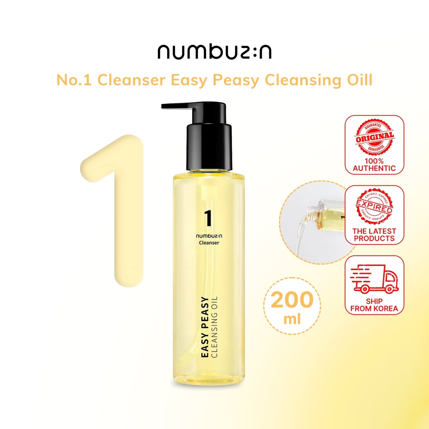 Numbuzin No.1 Easy Cleansing Oil | Gentle Makeup Remover 200ml