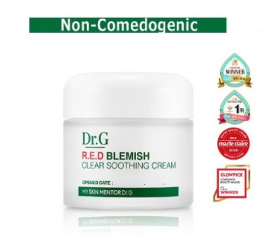 [Dr.G] Red Blemish Clear Soothing Cream 70ml. Centella, Sleeping Mask, Treat Visible Acne, Facial Session, Hydrate Sensitive Skin. Natural Ingredients