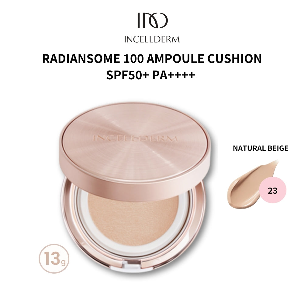 INCELLDERM RADIANSOME 100 AMPOULE CUSHION SPF50+ PA++++ (21 LIGHT BEIGE/23 NATURAL BEIGE)