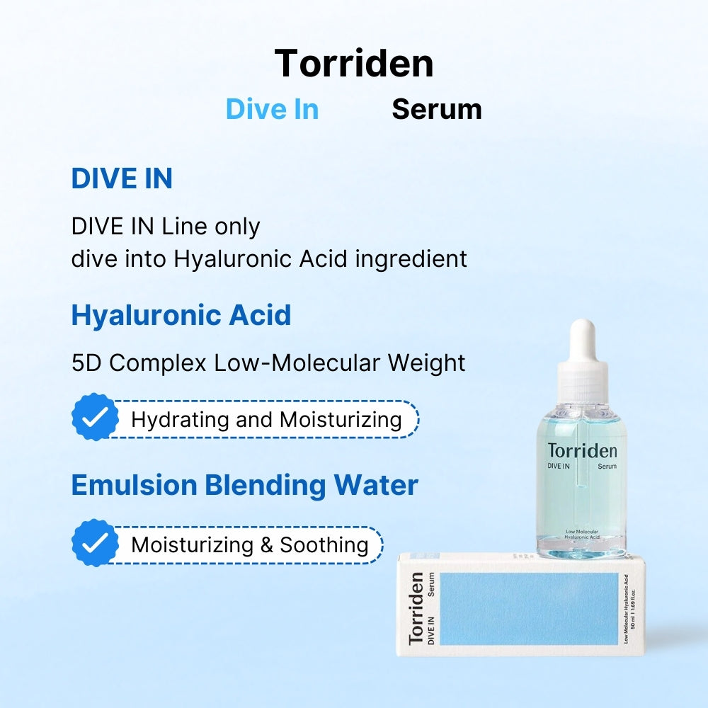 Torriden Dive-In Serum 50ml + Hyaluronic Acid Multi Pad (10ea)