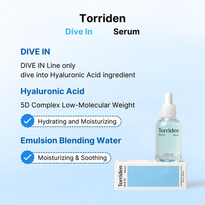 Torriden Dive-In Serum 50ml + Hyaluronic Acid Multi Pad (10ea)