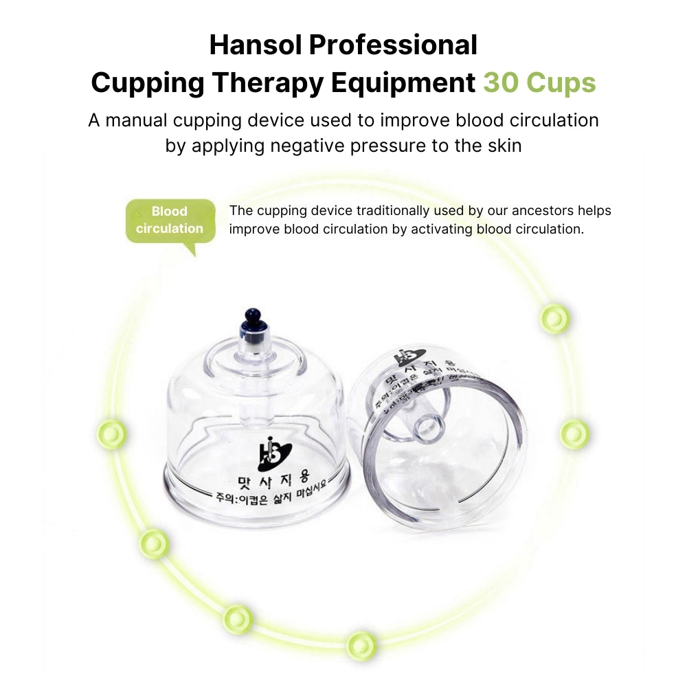 Hansol Buhang Korea 30 Cups Tempered Cupping Therapy Body Healthy Massager