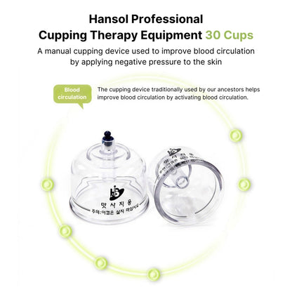 Hansol Buhang Korea 30 Cups Tempered Cupping Therapy Body Healthy Massager