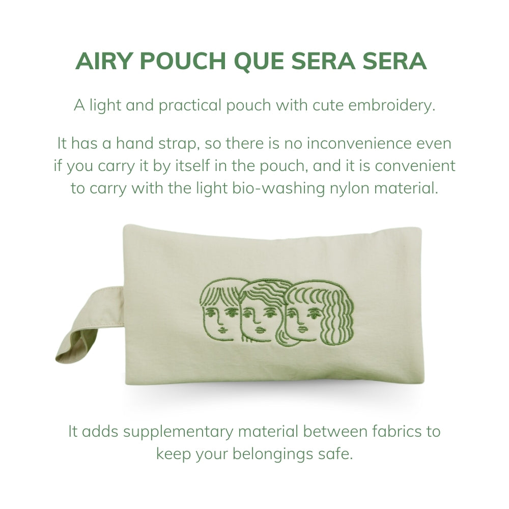 Beige Airy Pouch Que Sera Sera 20x11cm | Slim Light Pencil Case for Stationery Organization