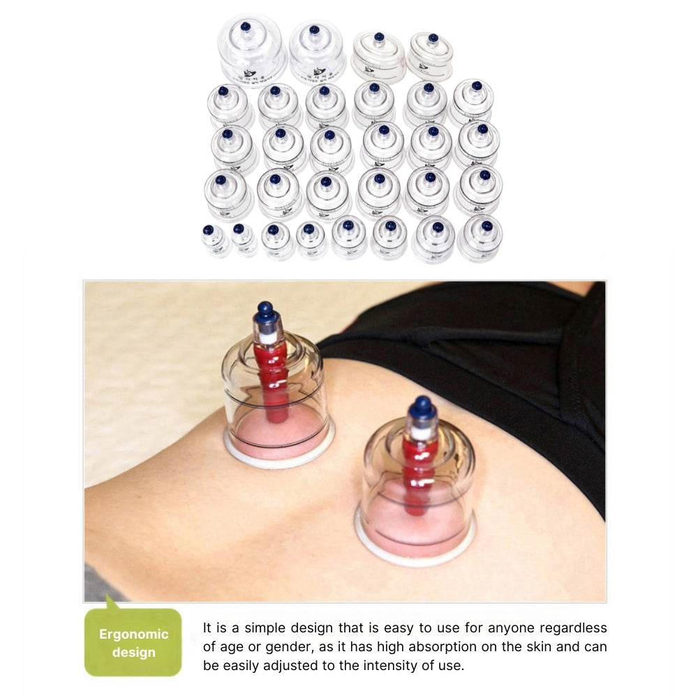 Hansol Buhang Korea 30 Cups Tempered Cupping Therapy Body Healthy Massager