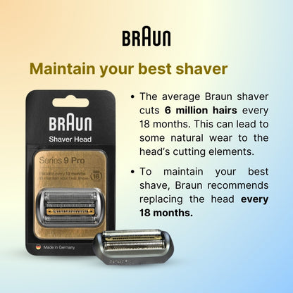 BRAUN Electric Shaver Head Replacement Part 94M Silver Compatible with Series 9 Pro