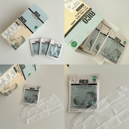 RICO 100% Organic Cotton Baby Oral Wipes Bundle - Gum & Tooth Care Tissues (12 boxes)