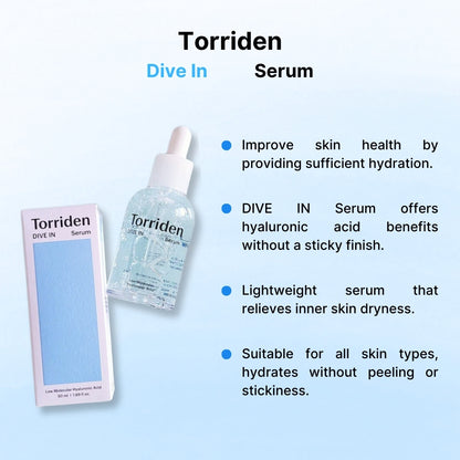 Torriden Dive-In Serum 50ml + Hyaluronic Acid Multi Pad (10ea)