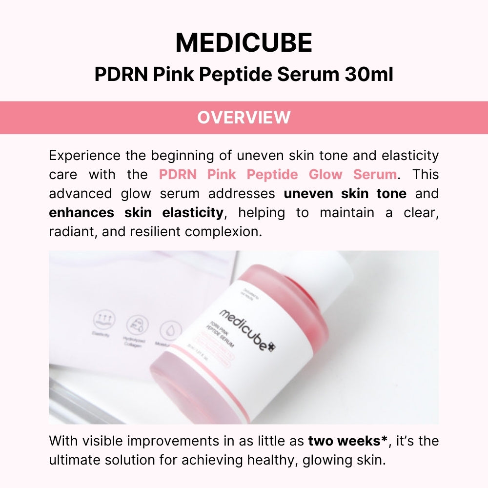 1+1 Medicube PDRN Pink Peptide Serum 30ml - Pink glow serum, Vegan PDRN, Collagen, Brightening for dark spot