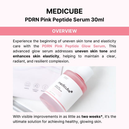 1+1 Medicube PDRN Pink Peptide Serum 30ml - Pink glow serum, Vegan PDRN, Collagen, Brightening for dark spot