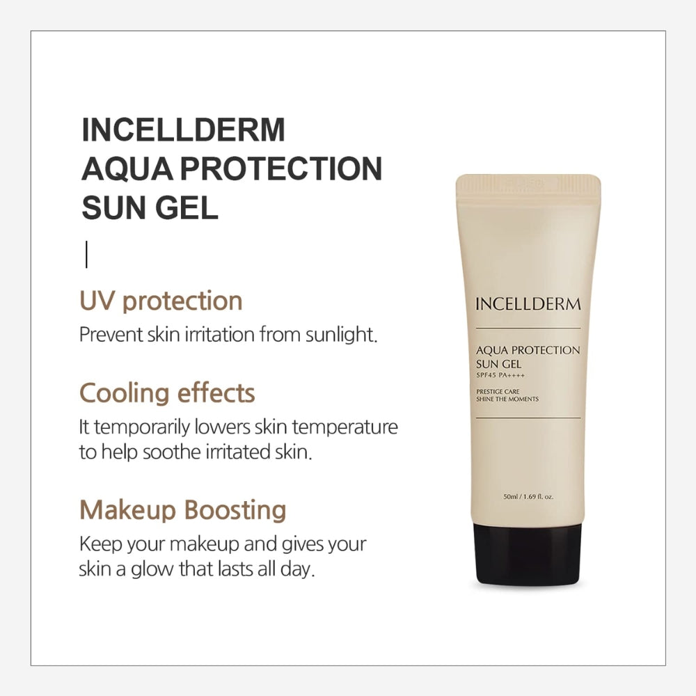 INCELLDERM AQUA PROTECTION SUN GEL SPF 50+ PA++++ Protects Skin Against UV Rays, Moisturizes, 50ml