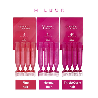 [MILBON] Grand Linkage Hair Treatment (3 Types), 9g x 4pcs, for dry/normal/thick-curly/fine hair