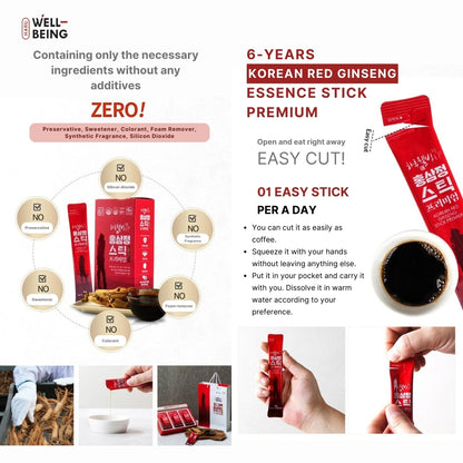 6-years Korean red ginseng essence stick premium 10g x 30sticks red ginseng extract stick Korean Health Food Improving Immunity