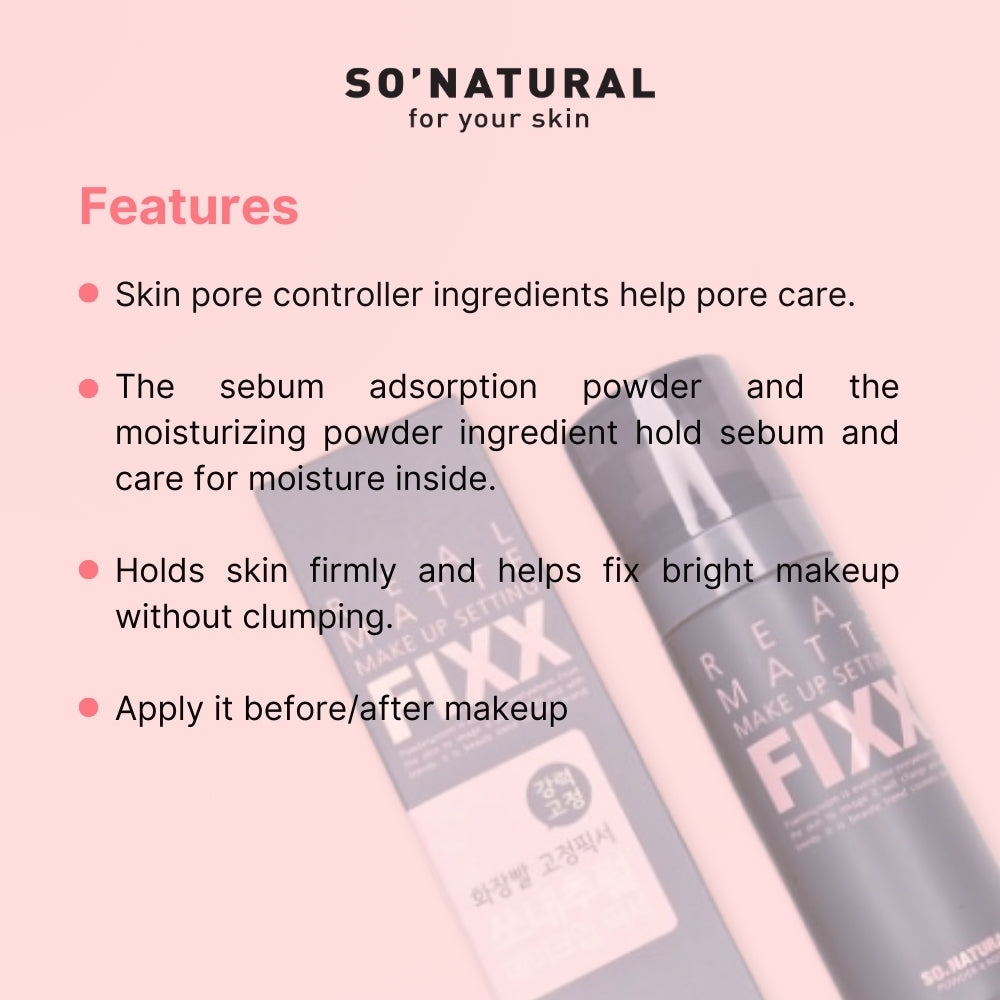 SO NATURAL Real Matte Make up Setting Fixx Fixer 75ml