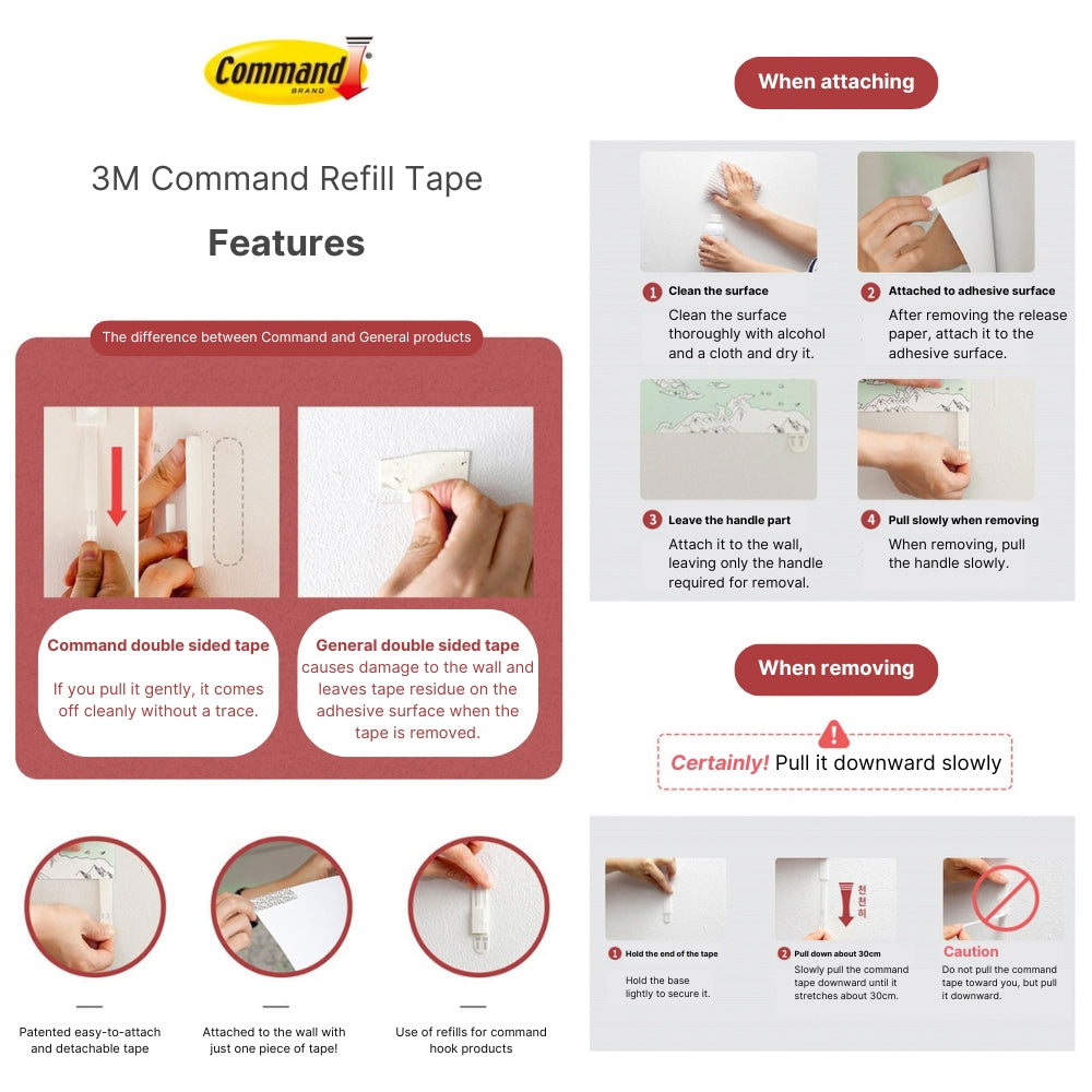 3M Command Strips Refill Small Medium Large Mounting Tape Double-Sided / Command picture hanging strips