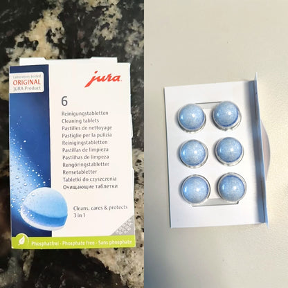 JURA 3-phase Cleaning Tablet 6pcs/box for maintenance of the Automatic Coffee Machine & High Level of Coffee Quality