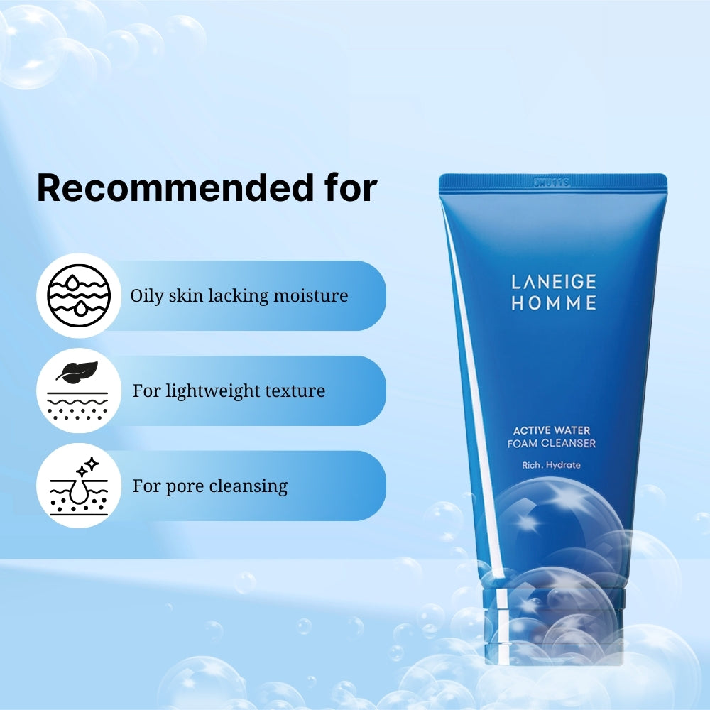 LANEIGE Homme Active Water Foam Cleanser 150ml