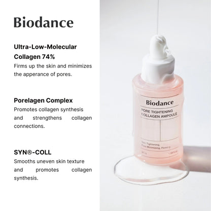 Biodance Pore Tightening Collagen Ampoule | Korean Face Serum for Women - Pore Minimizing & Anti-Aging 30ML