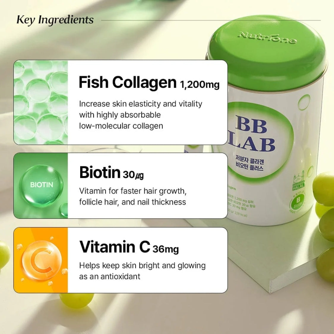 BB Lab Low Molecular Collagen Biotin Plus 2g x 30 sticks / Nutrione / Fish Collagen / Inner Beauty