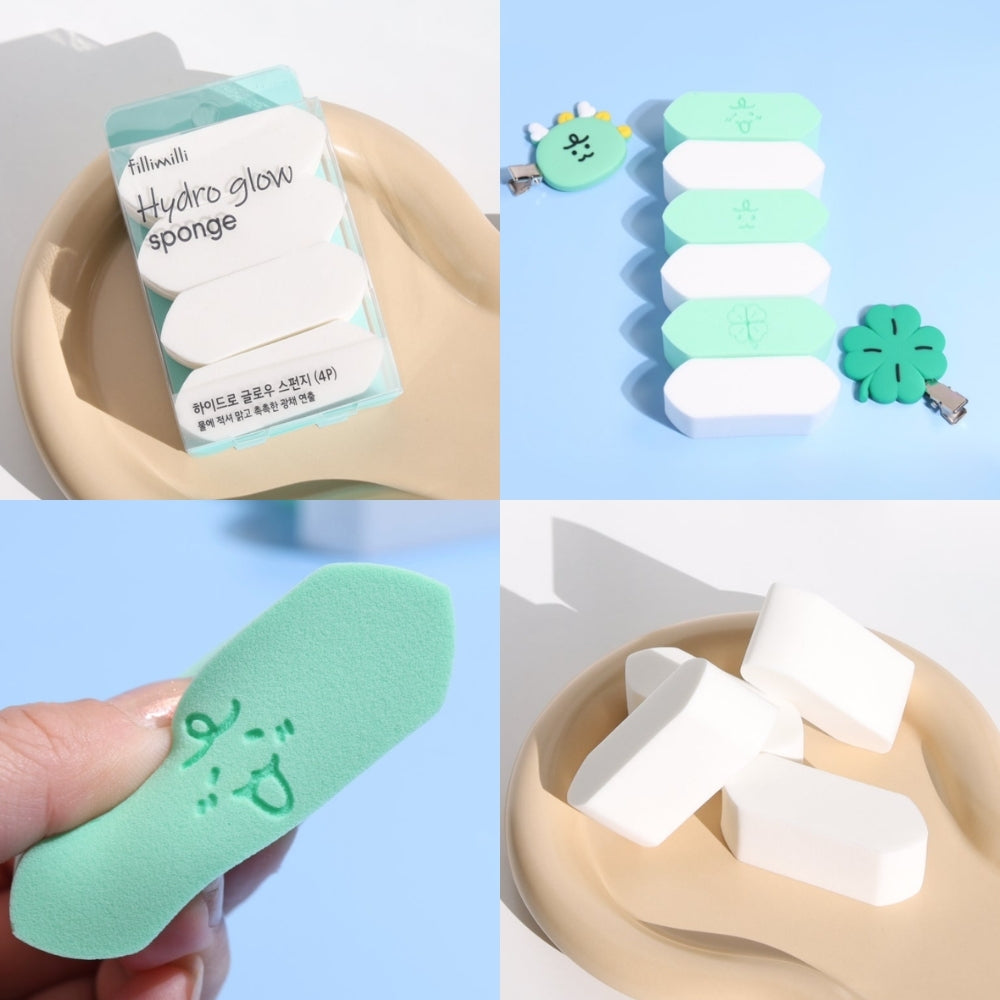 Fillimilli Olive Young & Lucky Beam Hydro Glow Sponges / Jordy Glow Sponges (4P/6P) - Korean Beauty Makeup Applicators