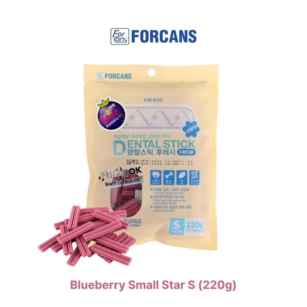 Dental Gum Forcans Dental Stick 220g (Calcium/Blueberry/Omega 3) To Get Rid of Bad Breath From Dogs