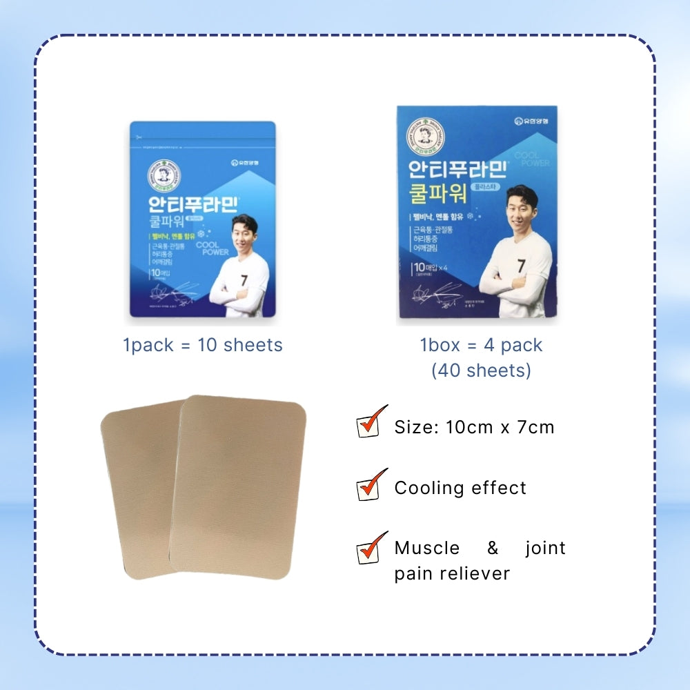 Antiphlamine Cool Power Pain Relief Plaster 40ea - Fast-Acting Relief