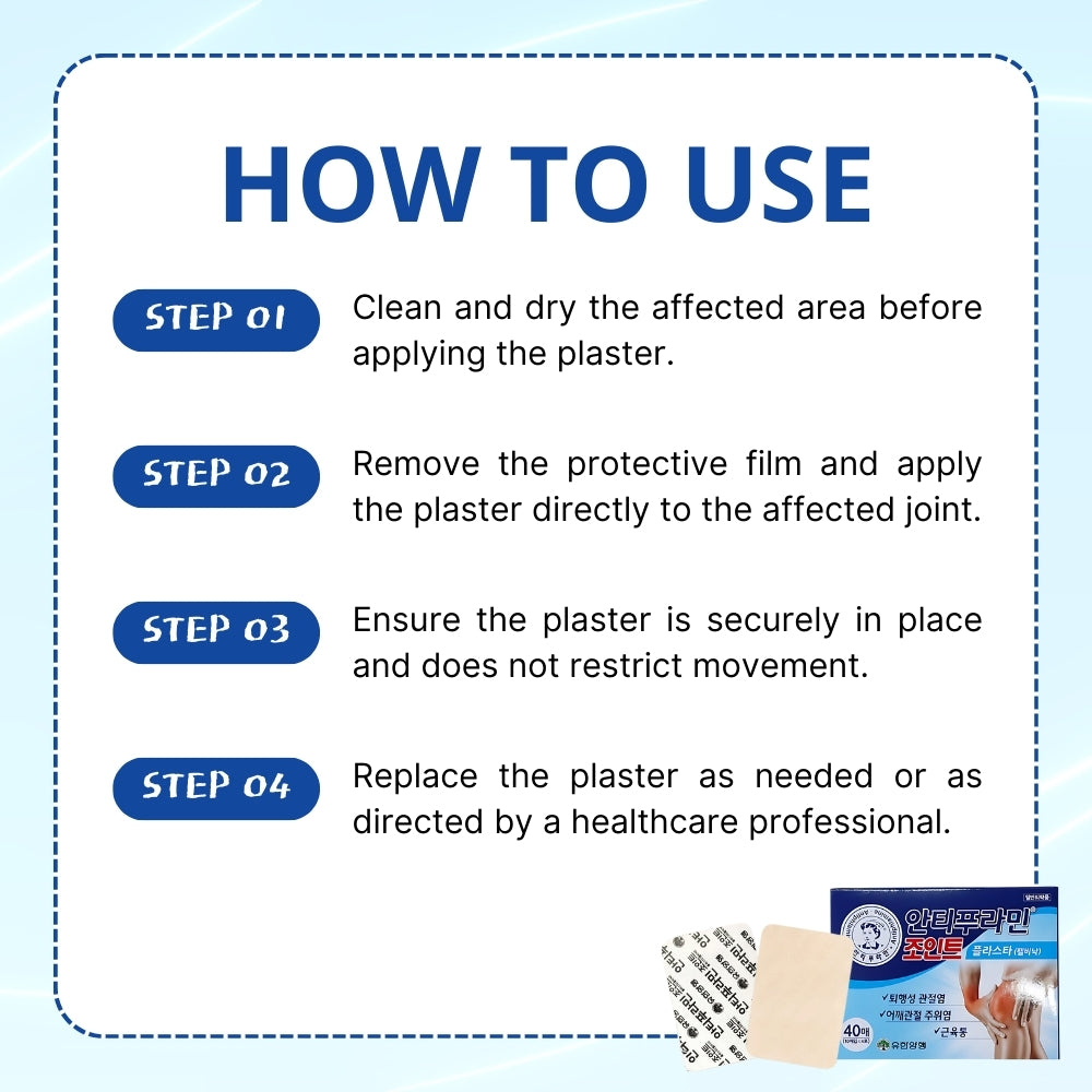 Antiphlamine Joint Pain Relief Plaster 40ea - Fast-Acting Relief for Joint Pain - 40 Plasters