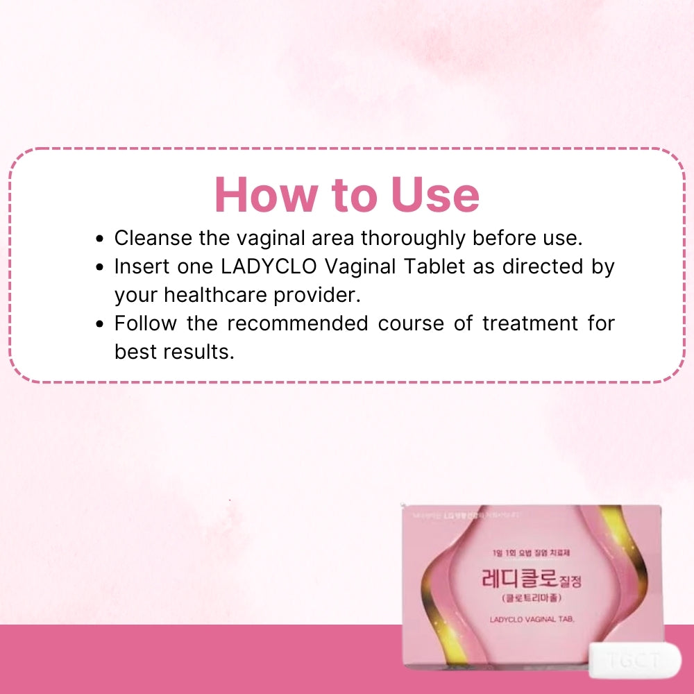 LADYCLO Vaginal Tablet for Candidal & Trichomonal Vaginitis - Gynecological Tablets from Korea