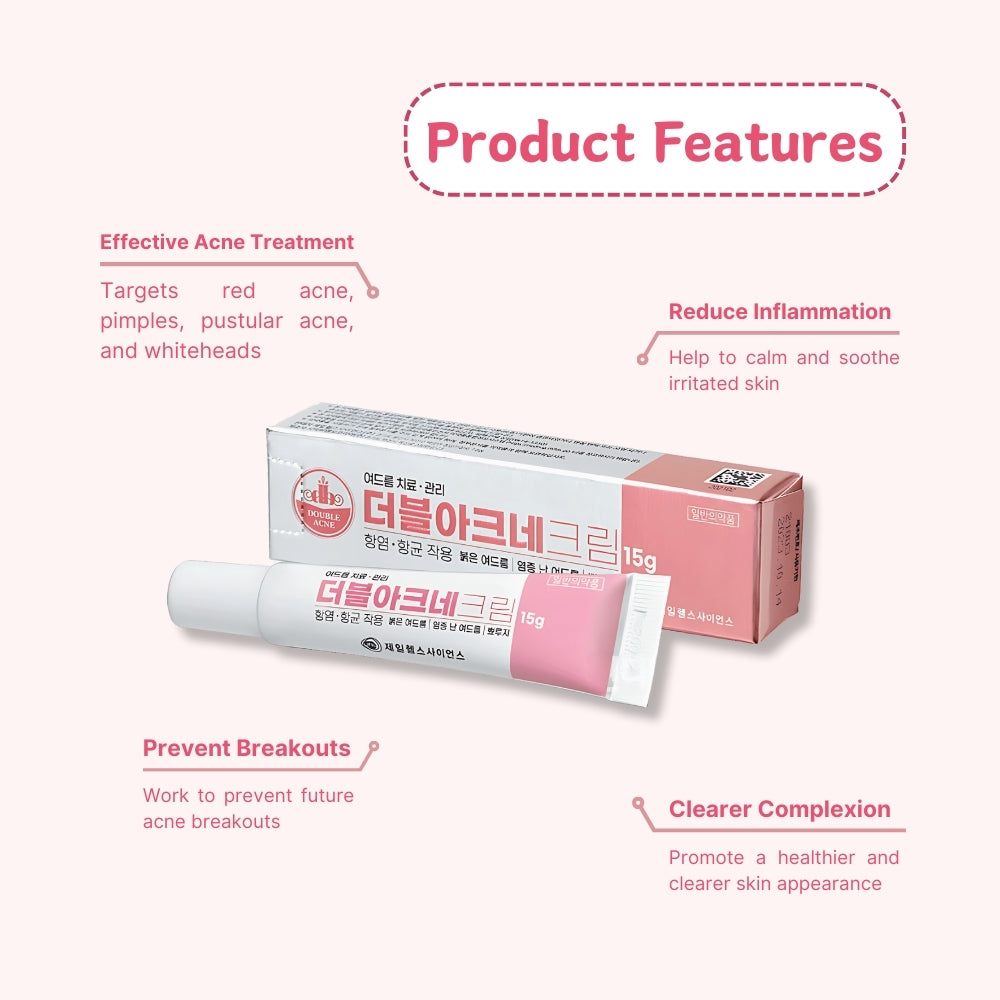 Double Acne Cream 15g Acne Treatment Red acne, Pimples