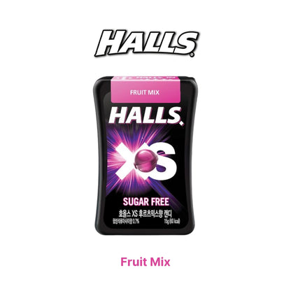 Halls XS Sugar Free candy, Mini Candy 15g (Fruit Mix, Mentholyptus, Lemon Mint)