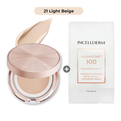 INCELLDERM RADIANSOME 100 AMPOULE CUSHION SPF50+ PA++++ (21 LIGHT BEIGE/23 NATURAL BEIGE)