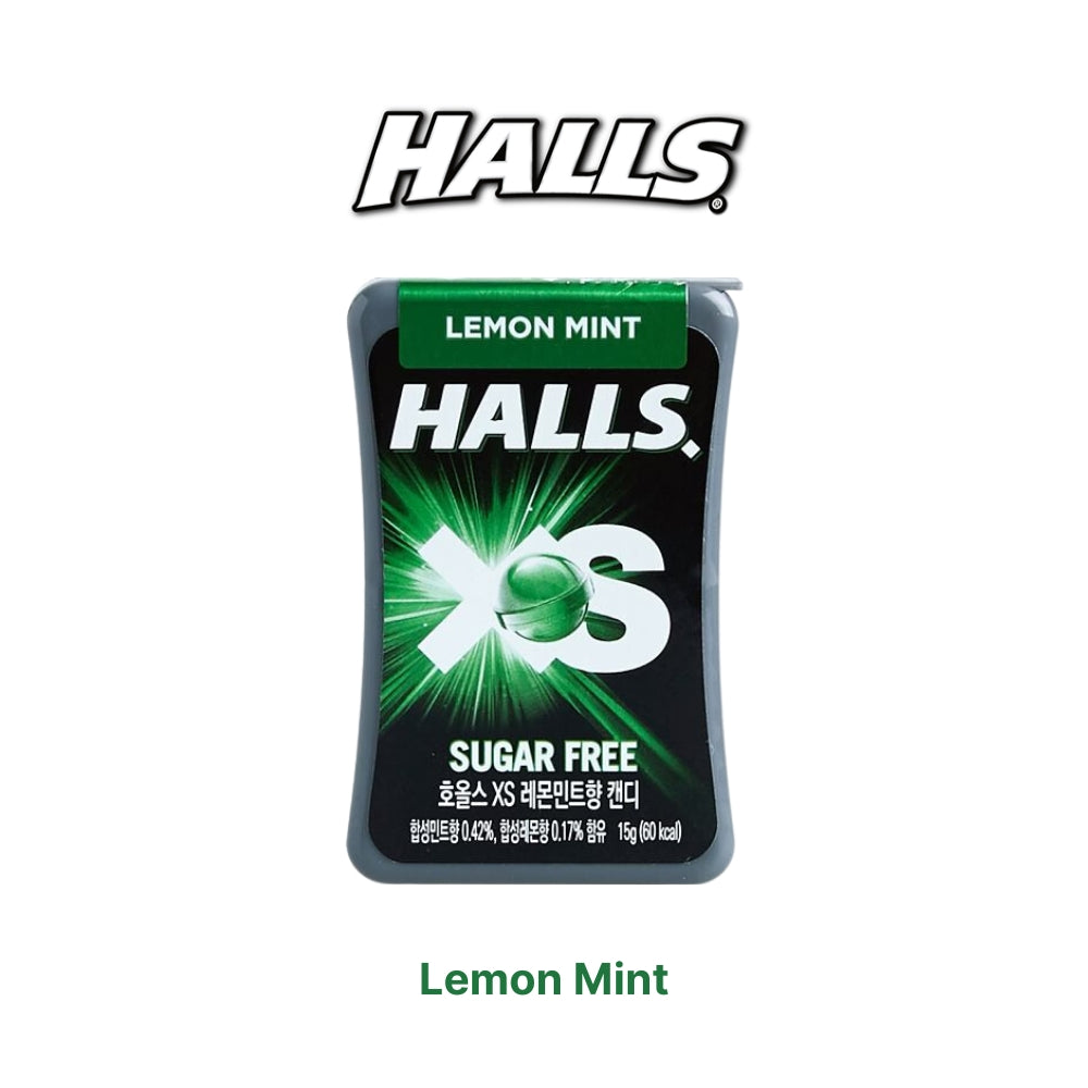 Halls XS Sugar Free candy, Mini Candy 15g (Fruit Mix, Mentholyptus, Lemon Mint)