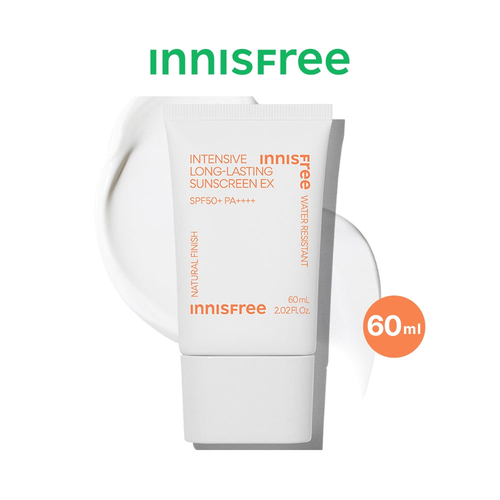 Innisfree Sunscreen UV Active Poreless 50ml, Intensive Long-lasting EX 60ml, Tone Up No Sebum EX 60ml, Hyaluron Moist 50ml - SPF Protection & Hydration