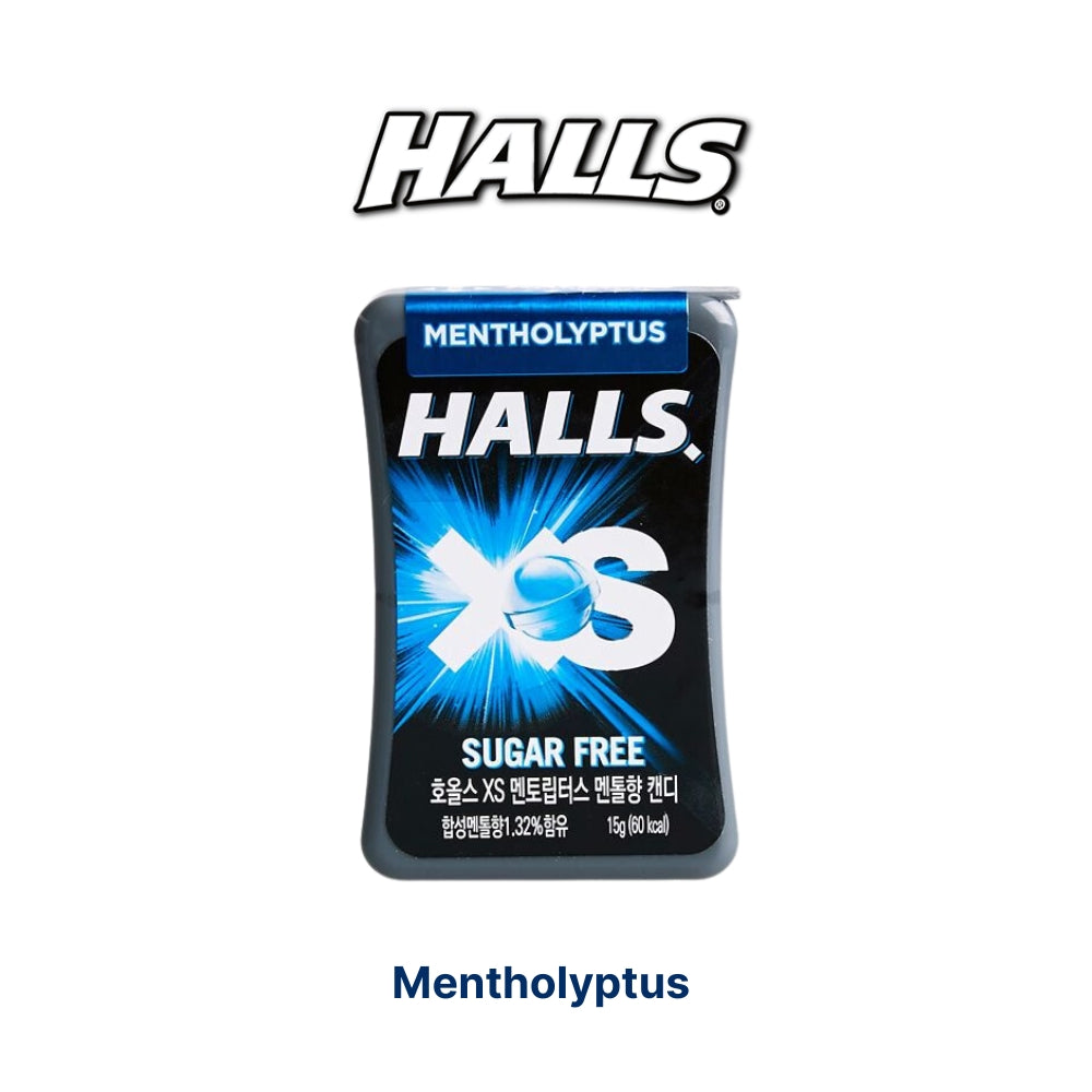 Halls XS Sugar Free candy, Mini Candy 15g (Fruit Mix, Mentholyptus, Lemon Mint)