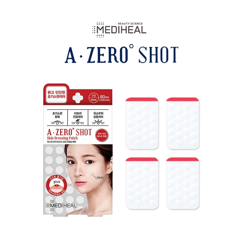 MEDIHEAL A-Zero Shot Skin Dressing Patch for Trouble Spots (80 Patches) - Korean Skincare Acne Treatment